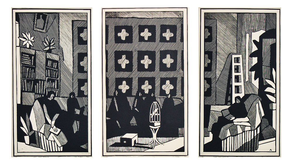 Триптих «Соловей». 2001. Ліногравюра